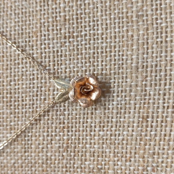 4 for $50 Fashion Jewelry Set Necklace Earrings Rose Gold Roses with Gold Leaves - Picture 2 of 7